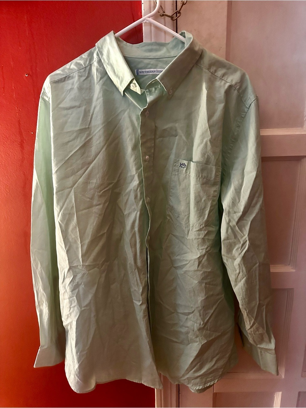 Southern Tide Mint Green 100% Cotton Button Down Skipjack Sport Pocket Shirt - Picture 2 of 6
